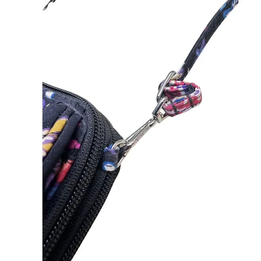 Vera Bradley Foxwood Multicolor Floral APO Black All-In-One Crossbody Wallet